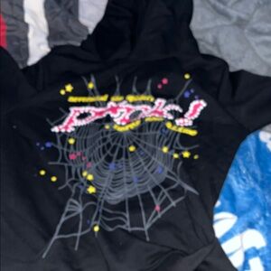 Black Spider Web Kids Hoodie